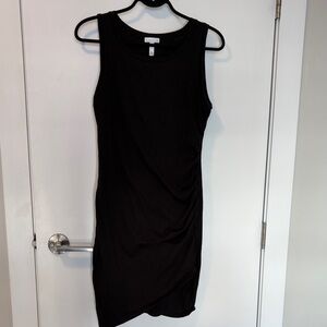 Leith Jet Black Asymmetrical Mini Dress